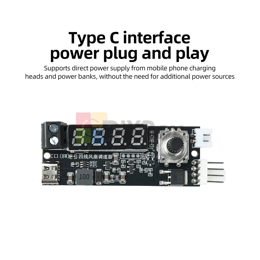 5V 12V 5A 4-Wire PWM Fan Speed Control Module Smart Temperature Control +Display