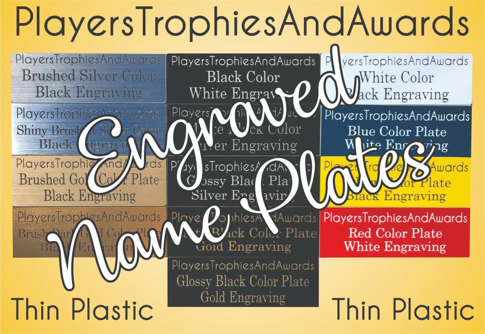 Name Plate .50 x 2.75 THIN PLASTIC Custom Engraved Trophy Tag Proof Inc .50x2.75