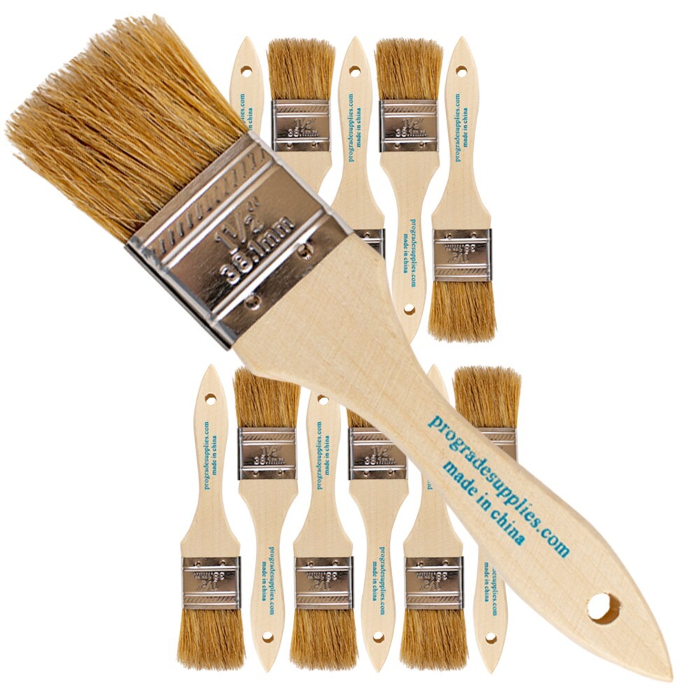 12 Pack - 1.5" Chip Brushes for Paints, Stains, Varnishes, Glues & Gesso