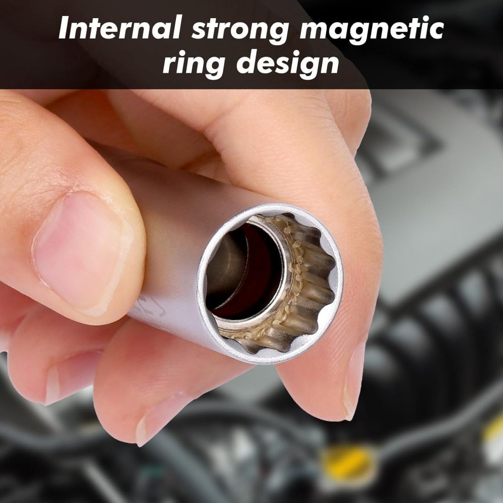 14MM 16MM Thin Wall Magnetic Swivel Spark Plug Socket 12-Point Removal Tool US