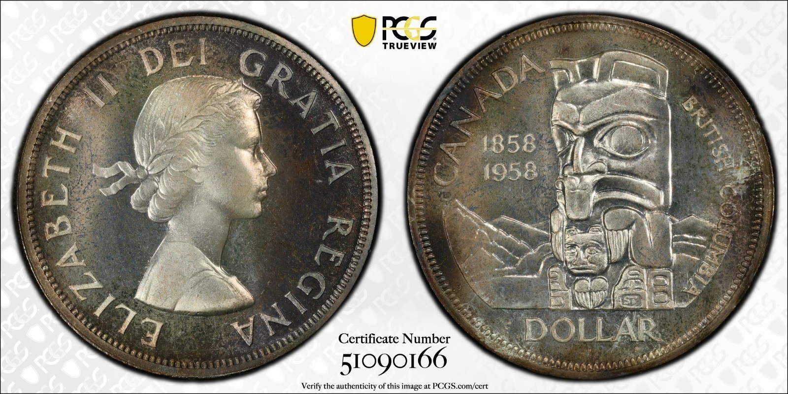 Canada, 1958 Elizabeth II Dollar. PCGS PL 67. 33,237 Mintage.