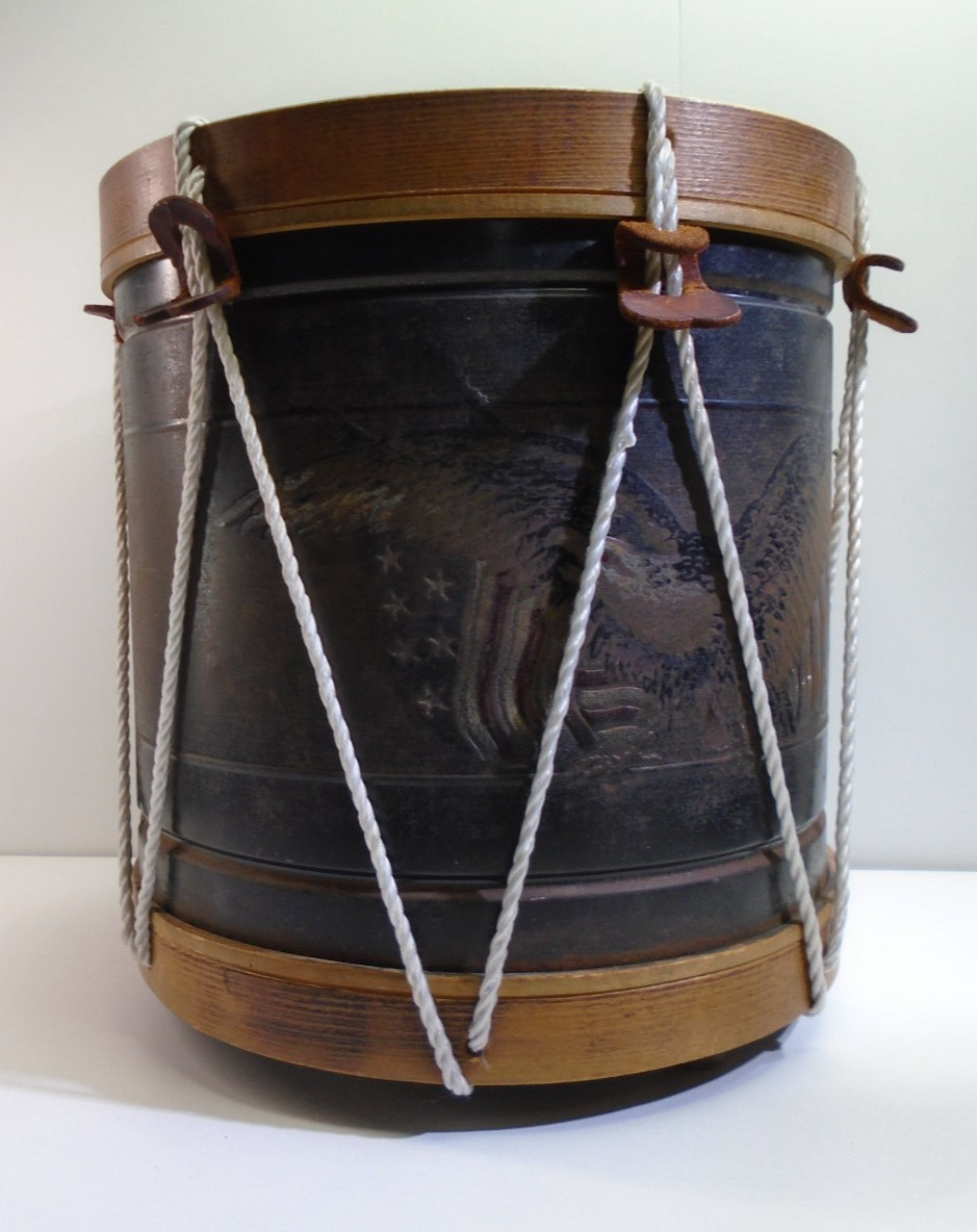 Vtg The Old Drum Shop Trash Can Bucket 1854 American Drum Replica Granville Mass