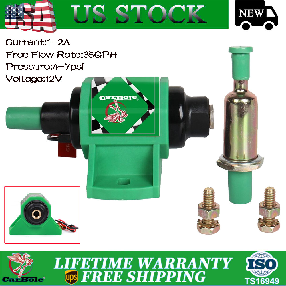 12D Electric Universal Fuel Pump 35gph Free Flow for Diesel Engines 4-7 PSI 12V