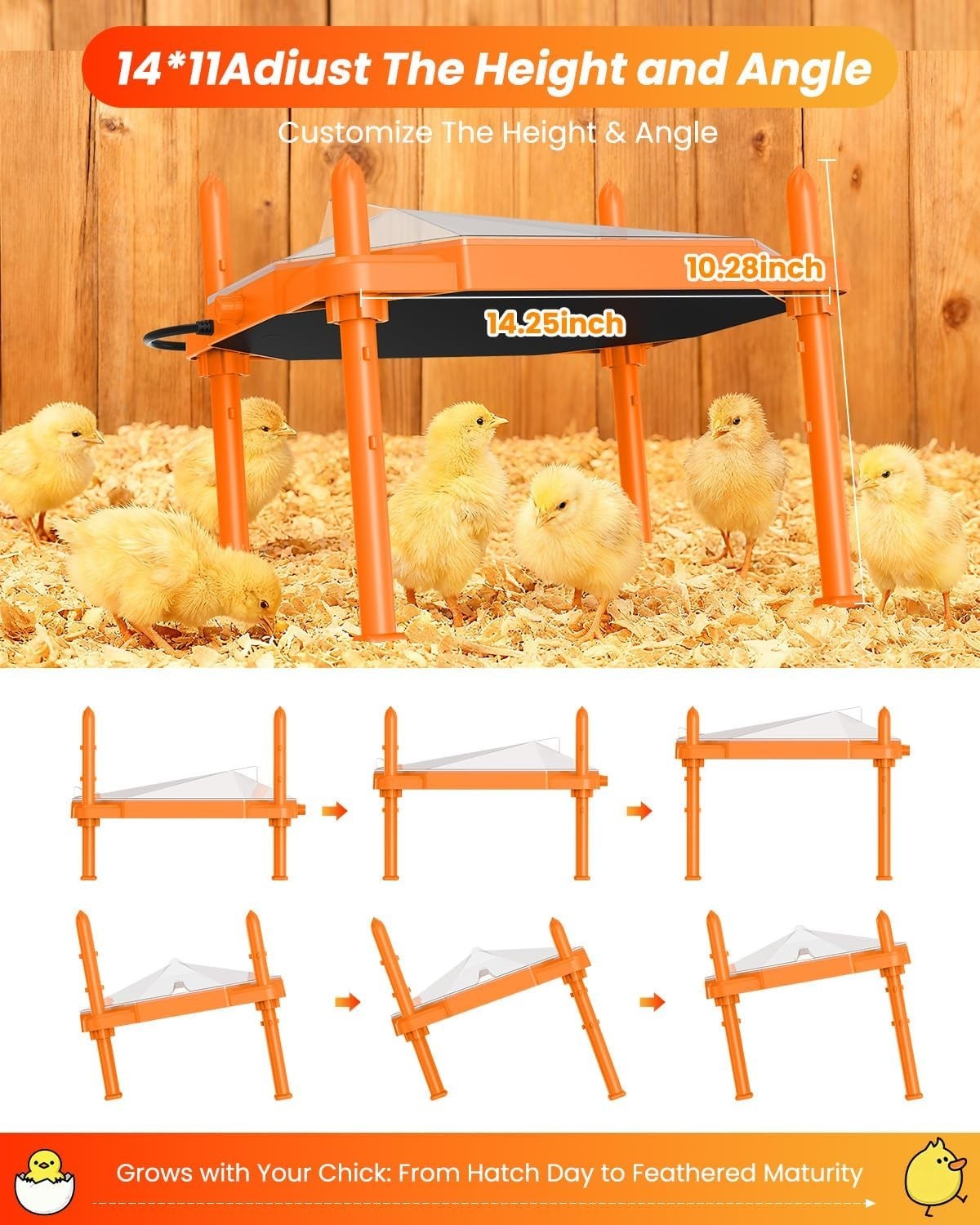 Chick Brooder Heating Plate 14"x11" - Adjustable Warmth for 18-22 Chicks