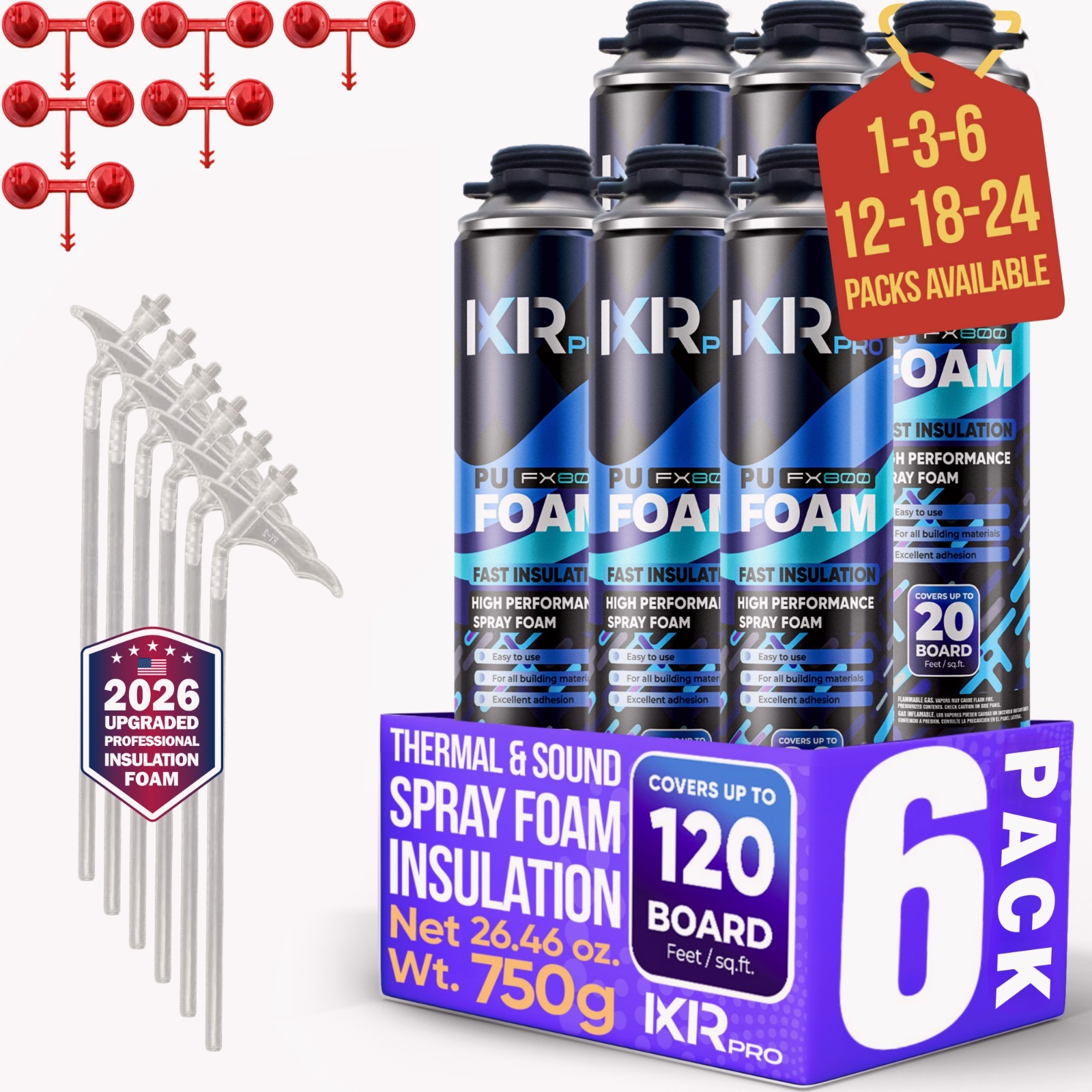 Spray Foam Insulation Can (6 x 26.46 oz. (750 g)) Expanding Foam Sealant