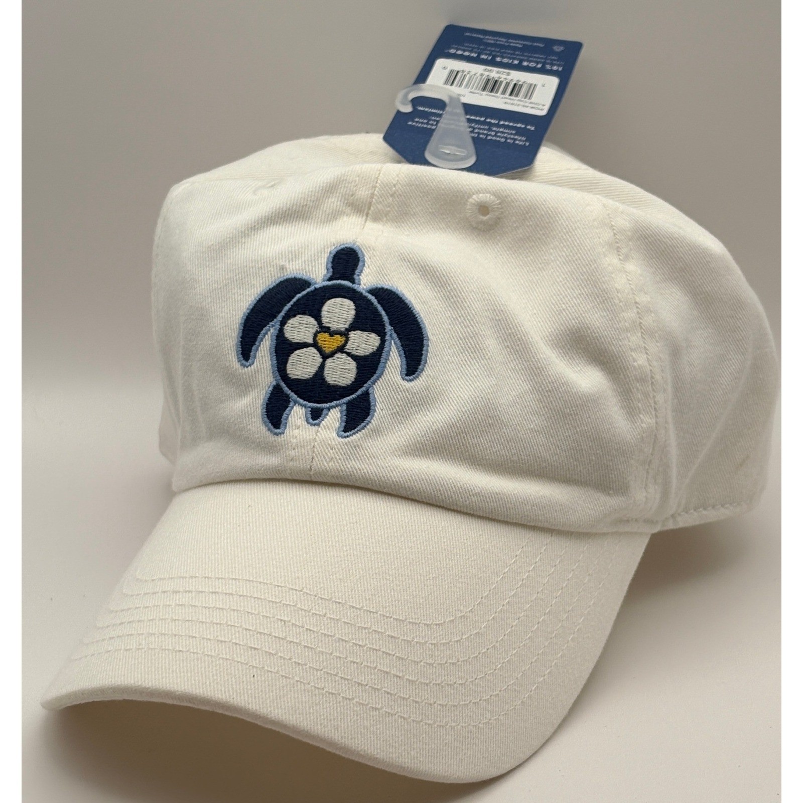 Life is Good Chill Cap Heart Daisy Turtle White Cotton Adjustable Hat 108404