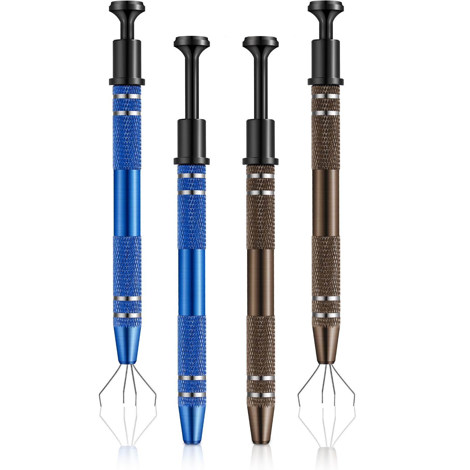 Honoson 4 Pcs Piercing Ball Grabber Tool for Changing Jewelry Bronze and Blue