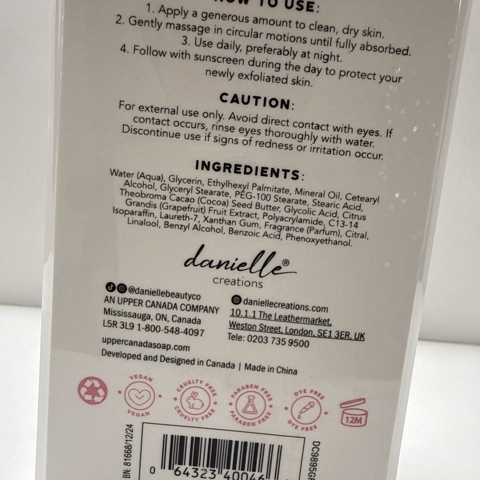 Dani Beauty Glycolic Body Lotion--GrapeFruit--16 Oz--NEW