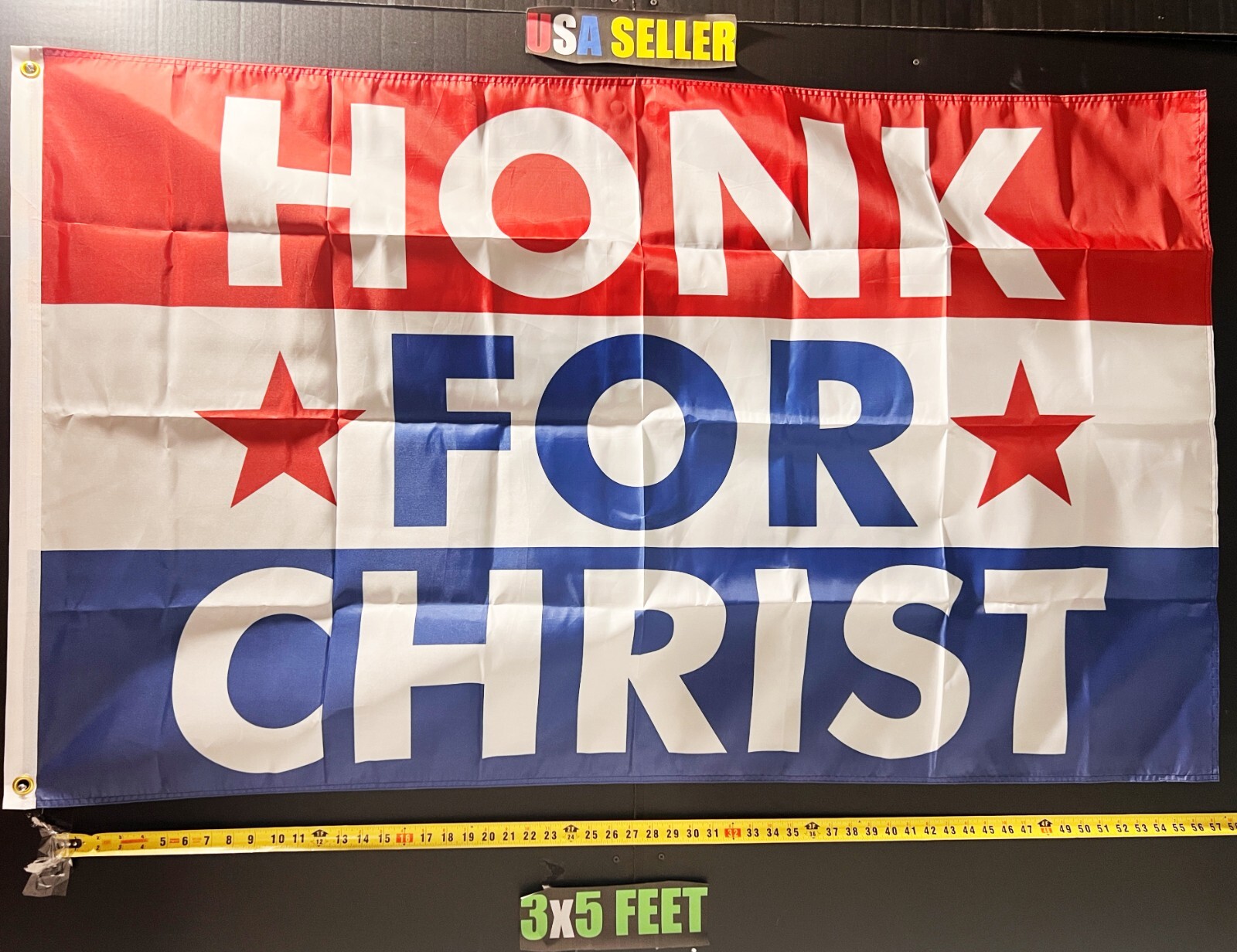 Jesus Flag FREE USA SHIP 2 America Jesus Saves Christian Lord God Sign USA 3x5'