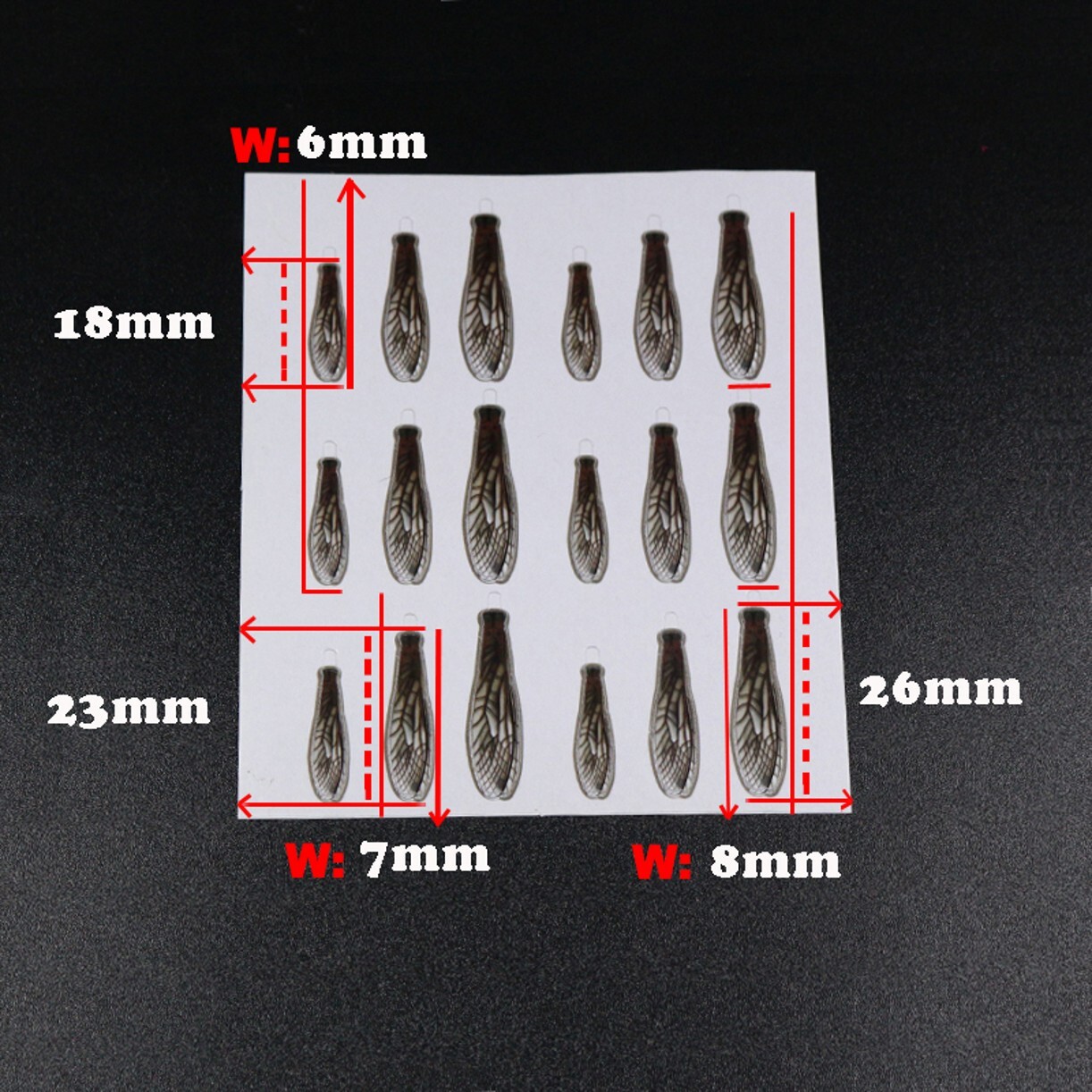 2 Sheets Realistic Stonefly Wings Pre-Cut for Trout Dry Fly Tying Materials