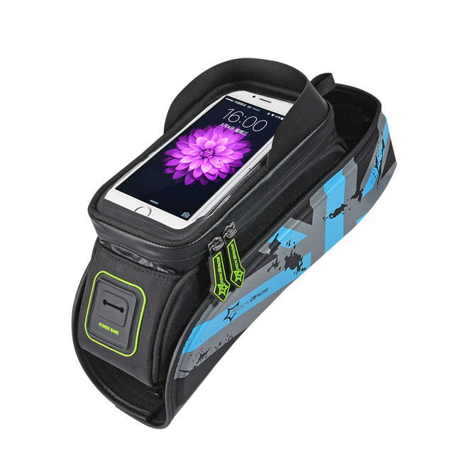 ROCKBROS Bike Phone Front Frame Bag, Waterproof Tube Bag,Cycling Pouch, Phone 6”