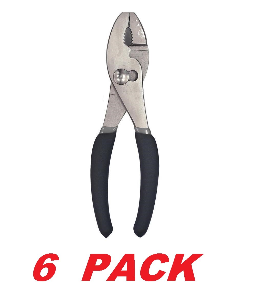 Grip 6 in. Slip Joint Pliers Non-slip rubber handle Adjustable jaws (6 PACK)
