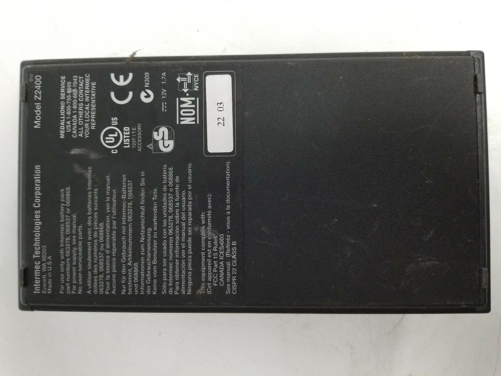 Intermec Z2400 Battery Charging Station with One Battery