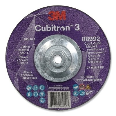 Cubitron™ 3 Cut and Grind Wheel, 7 in dia x 1/8 in Thick x 5/8 in-11 Arbor, 36+