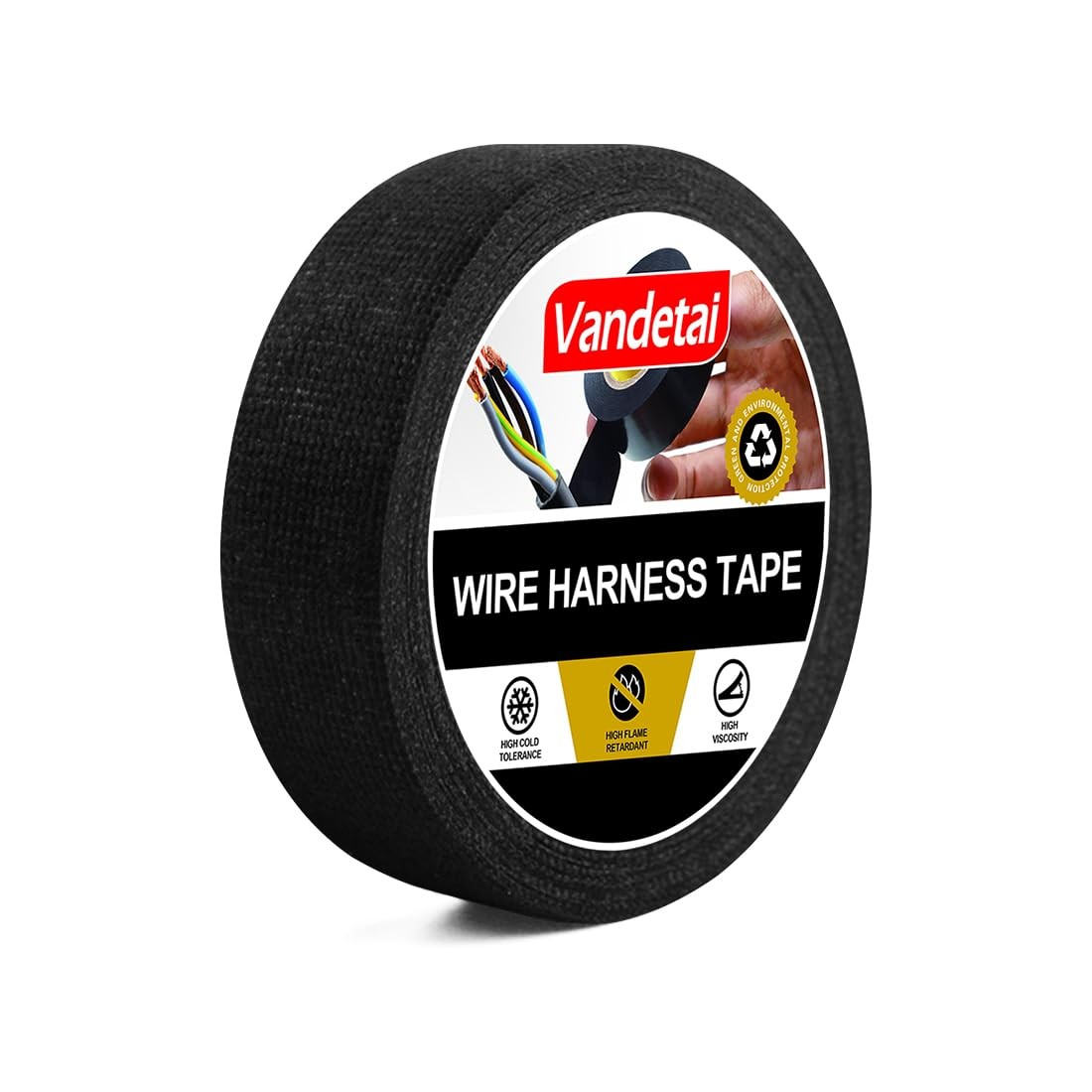 Wiring Harness Tape High Temp Self-Adhesive Fabric Tape 1 Inch x 50 FT for Au...