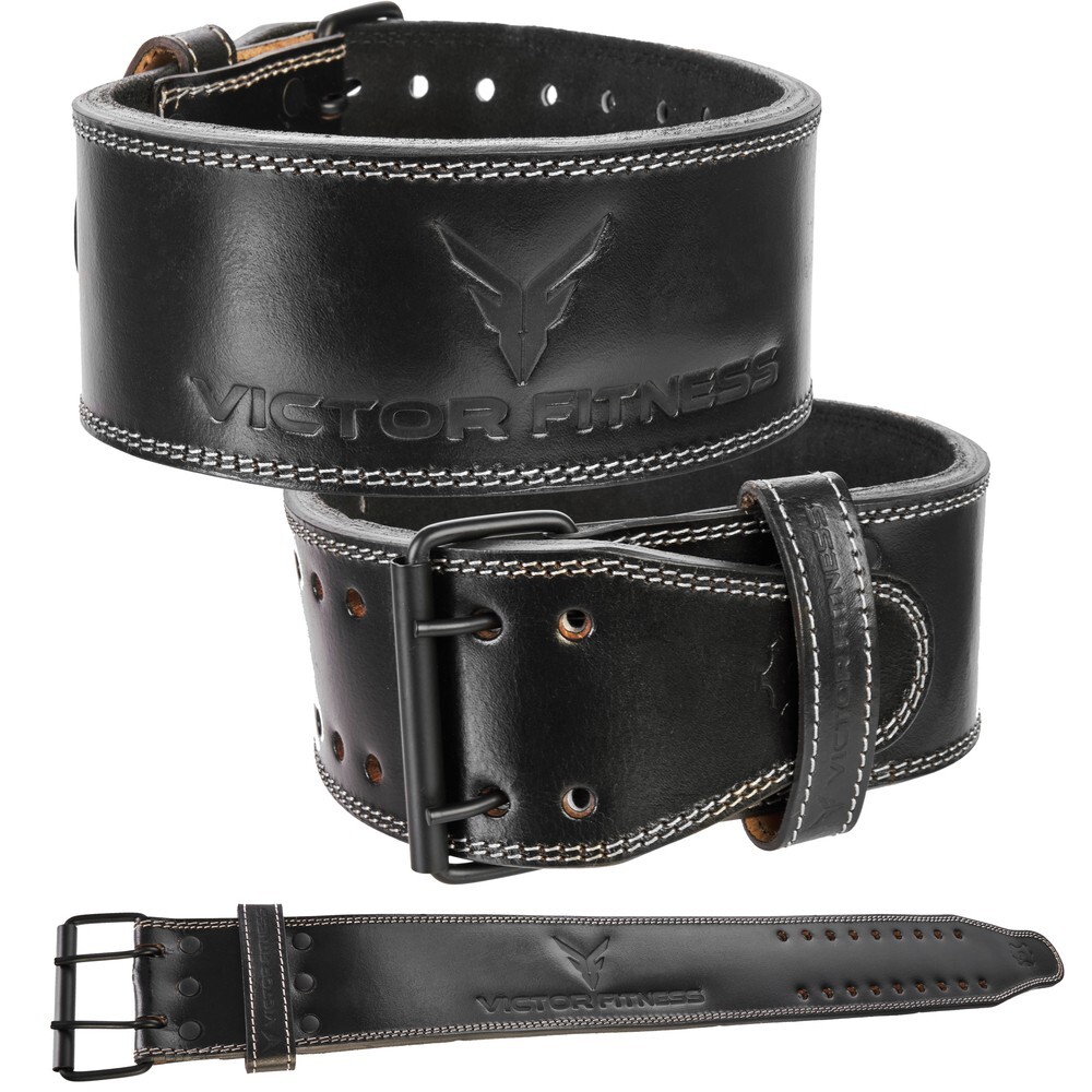 Victor Fitness VPLBBKS XL 10mm Black Leather Weight Lifting Belt