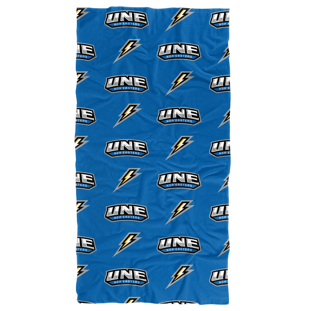University of New England Beach Towel/Bath Towel, 30"x60" Logo Pattern
