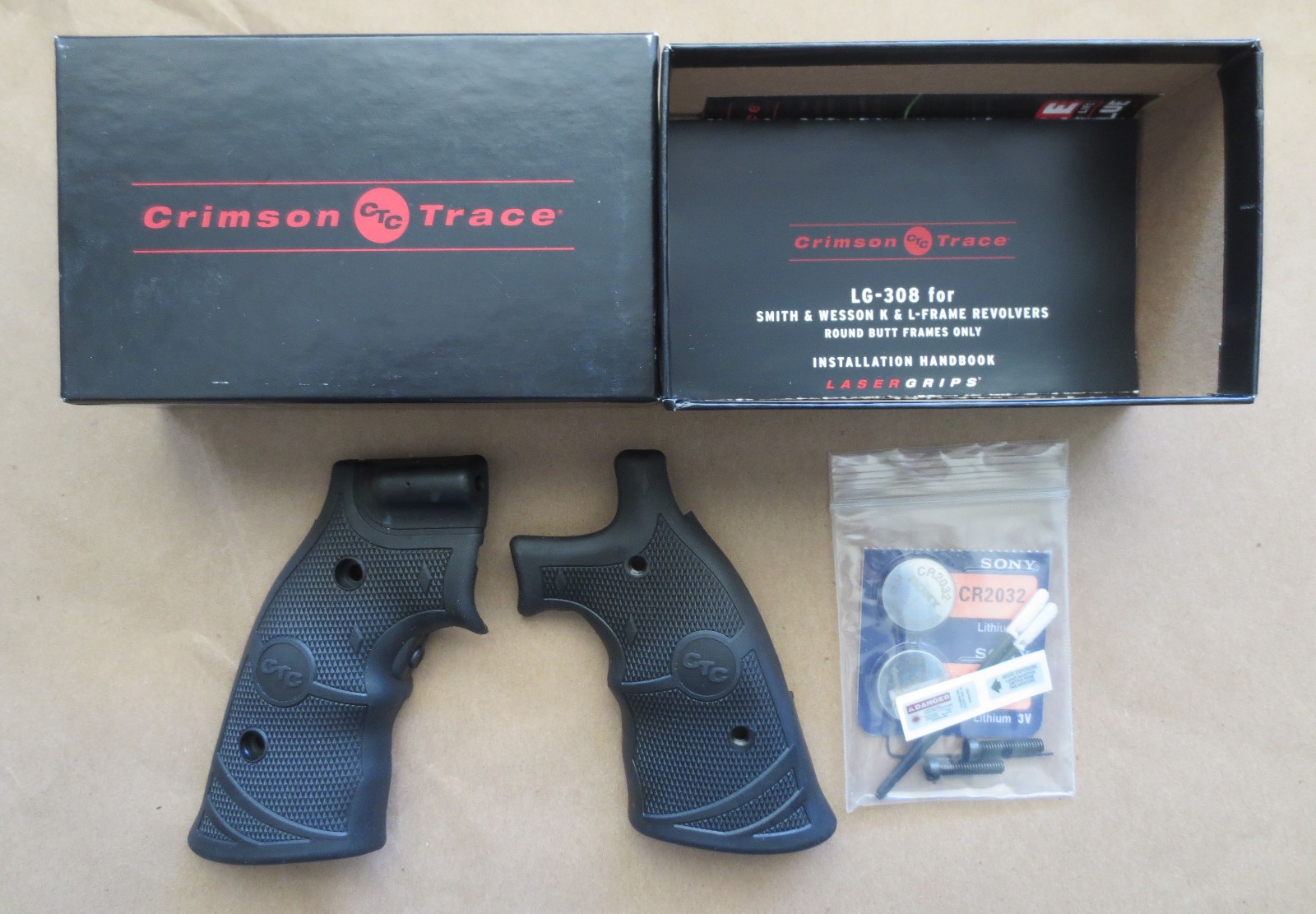 Crimson Trace LG-308 Laser Grips Smith & Wesson K & L Frames w/Round Butt