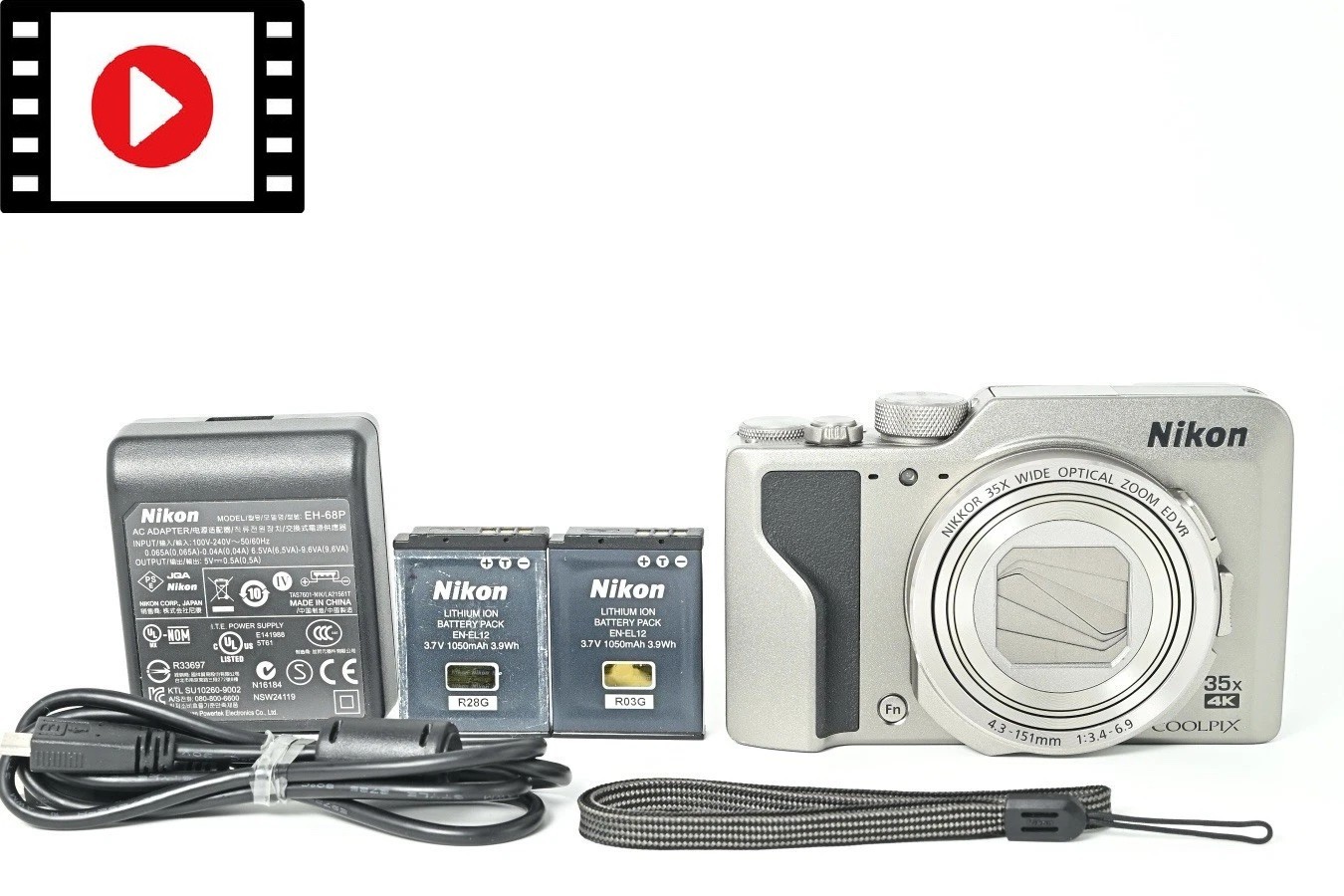 [Near Mint+] Nikon Coolpix A1000 Silver 16.0MP 35x Digital Camera from Japan