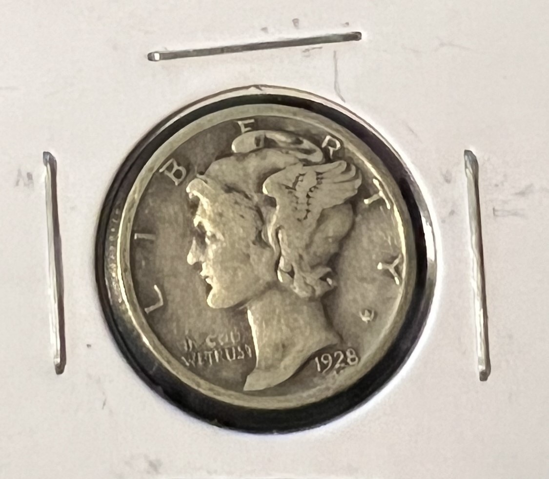 1928 MERCURY SILVER DIME GRADES VERY GOOD   ACTUAL COIN  #9877