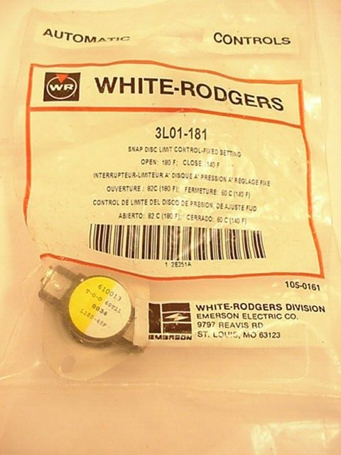 White Rodgers 3L01-181 Snap Disc Limit Control   Ships on the Same Day