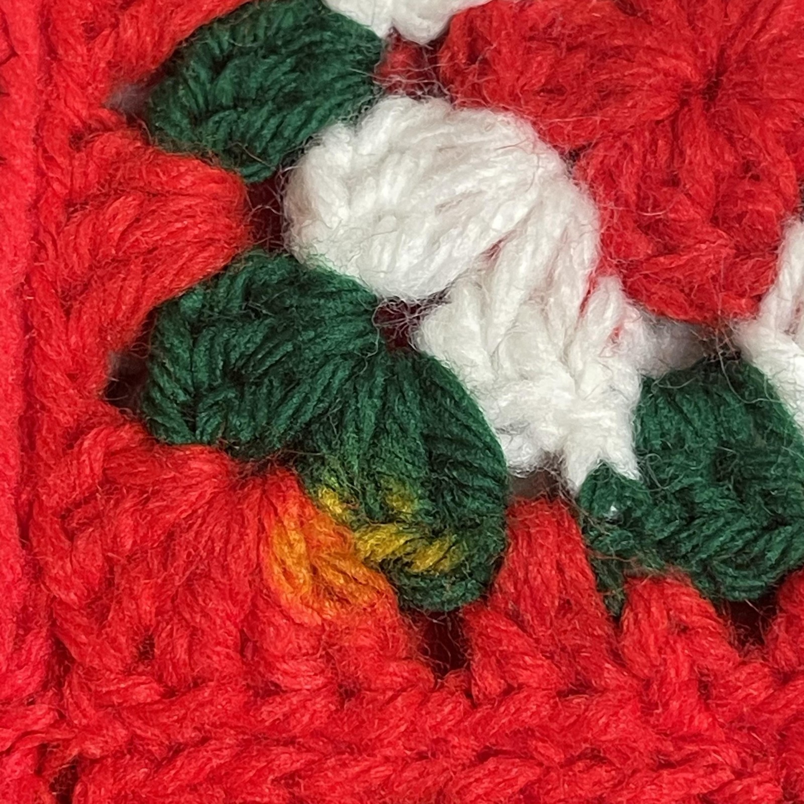 Vintage Handmade Crochet Christmas Tree Skirt Afghan Granny Square Holiday Decor