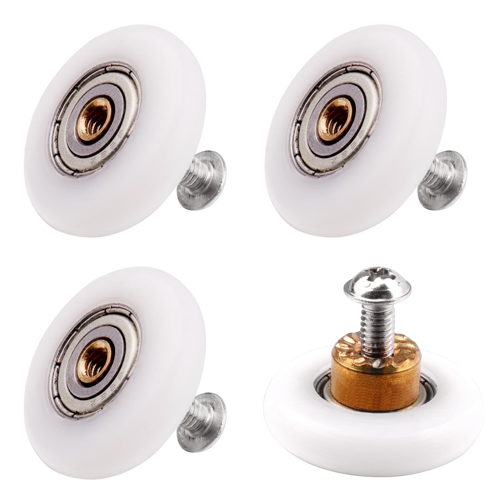 Atoplee shower door rollers Roller Diameter 27mm - 4 pcs, Brown and Silver