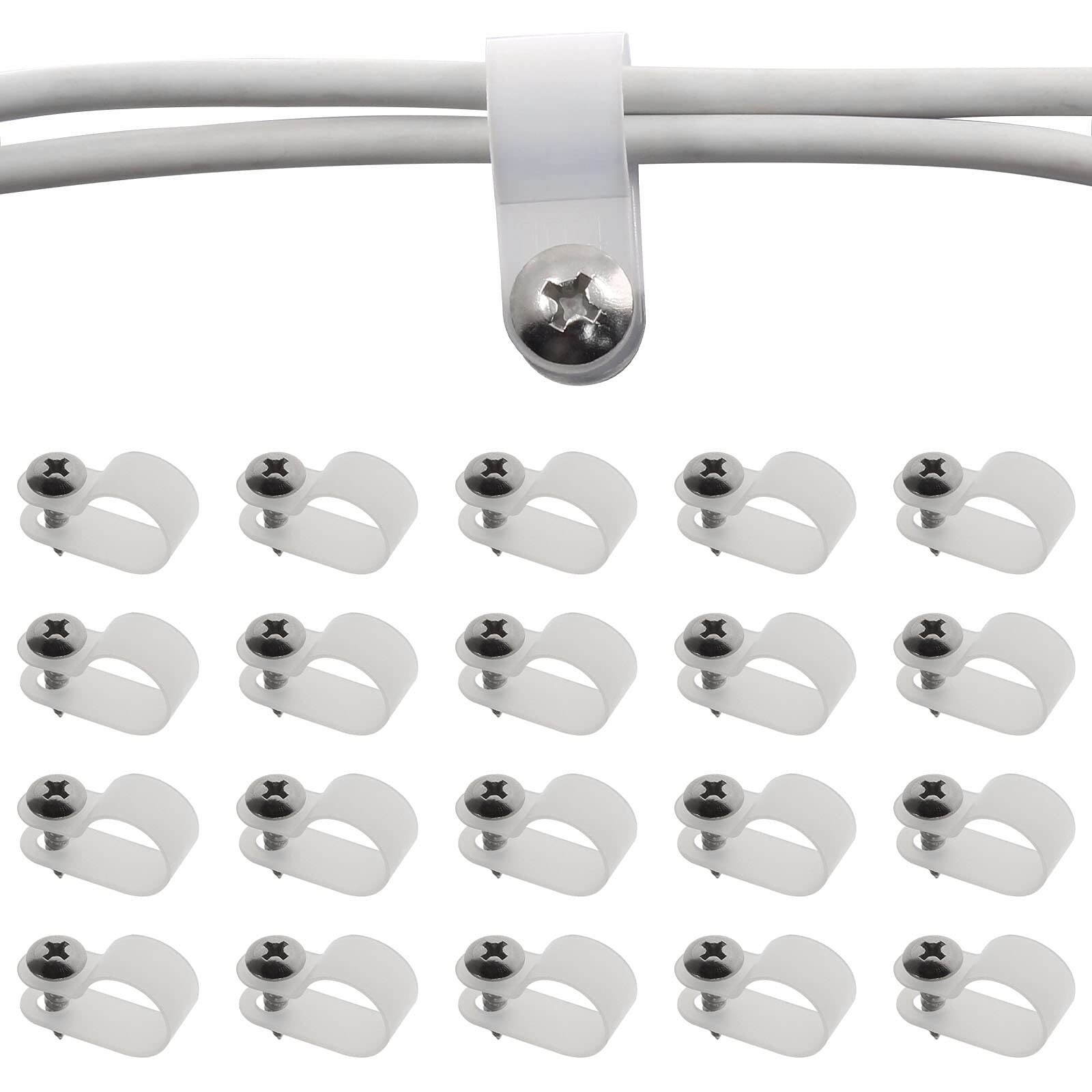 50Pcs 1/2 Inch Rope Light P-Style Clips with Screws, Cable Clip Wire Clamp Ca...