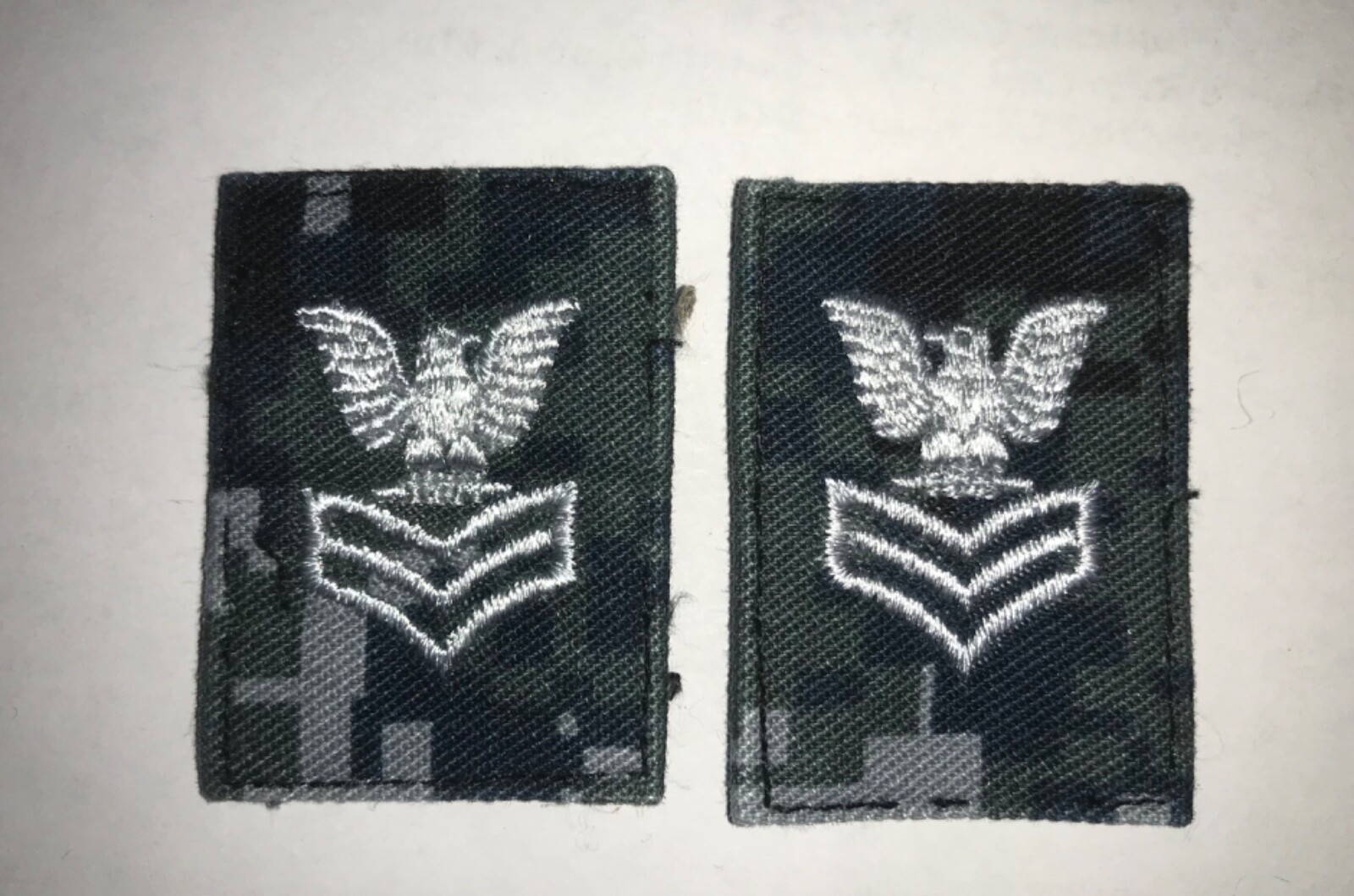 US Navy Petty Officer Rank for NWU BLUE Camo Shirt Patch PO1 COLLAR Sew-ON
