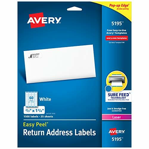 AVERY Return Address Labels, LaserJet 1,500 Labels, 2/3 x 1-3/4-(5) Packs (5195)