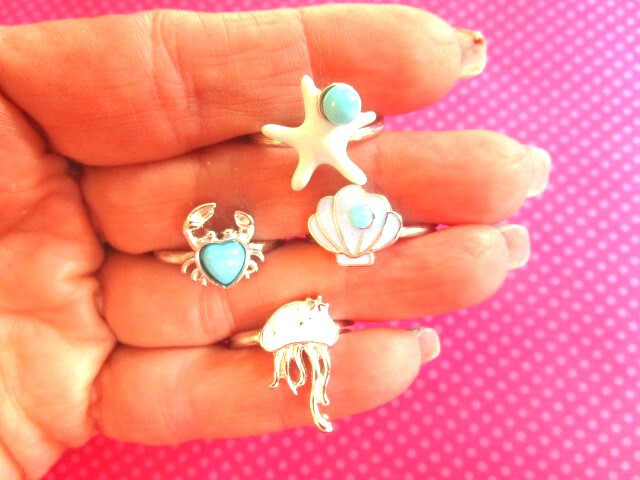 Sealife blue toe ring toe rings-SET OF 4