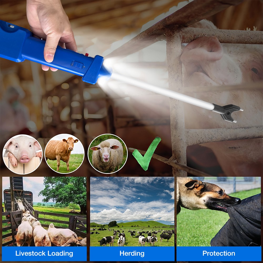 Waterproof Livestock Prod Retractable Cattle Prod Cows Hogs Sheep with Led Light