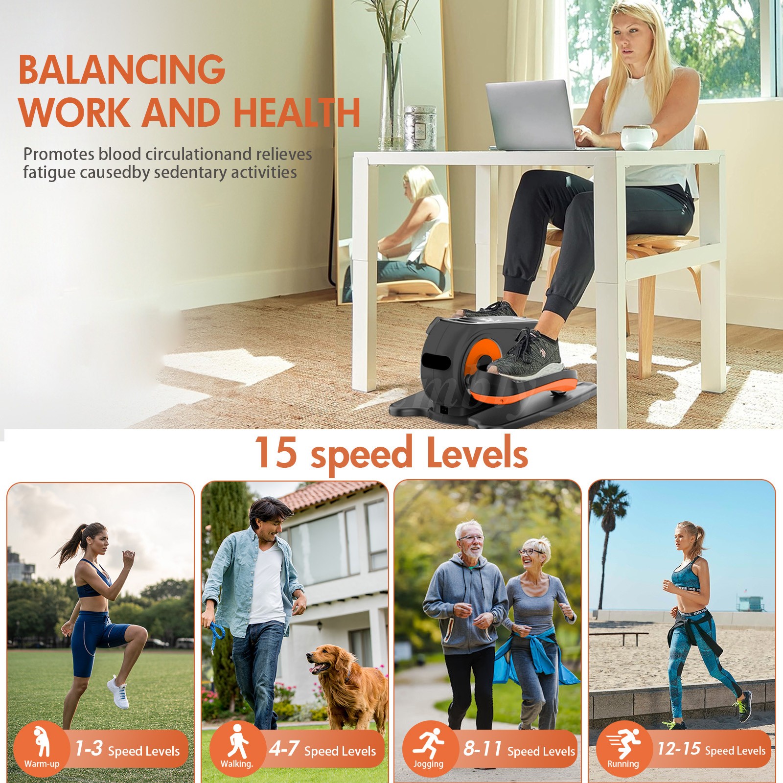 Ellipse Leg Exerciser Under Desk Elliptical Machine as Seen on TV Seated Eclipse