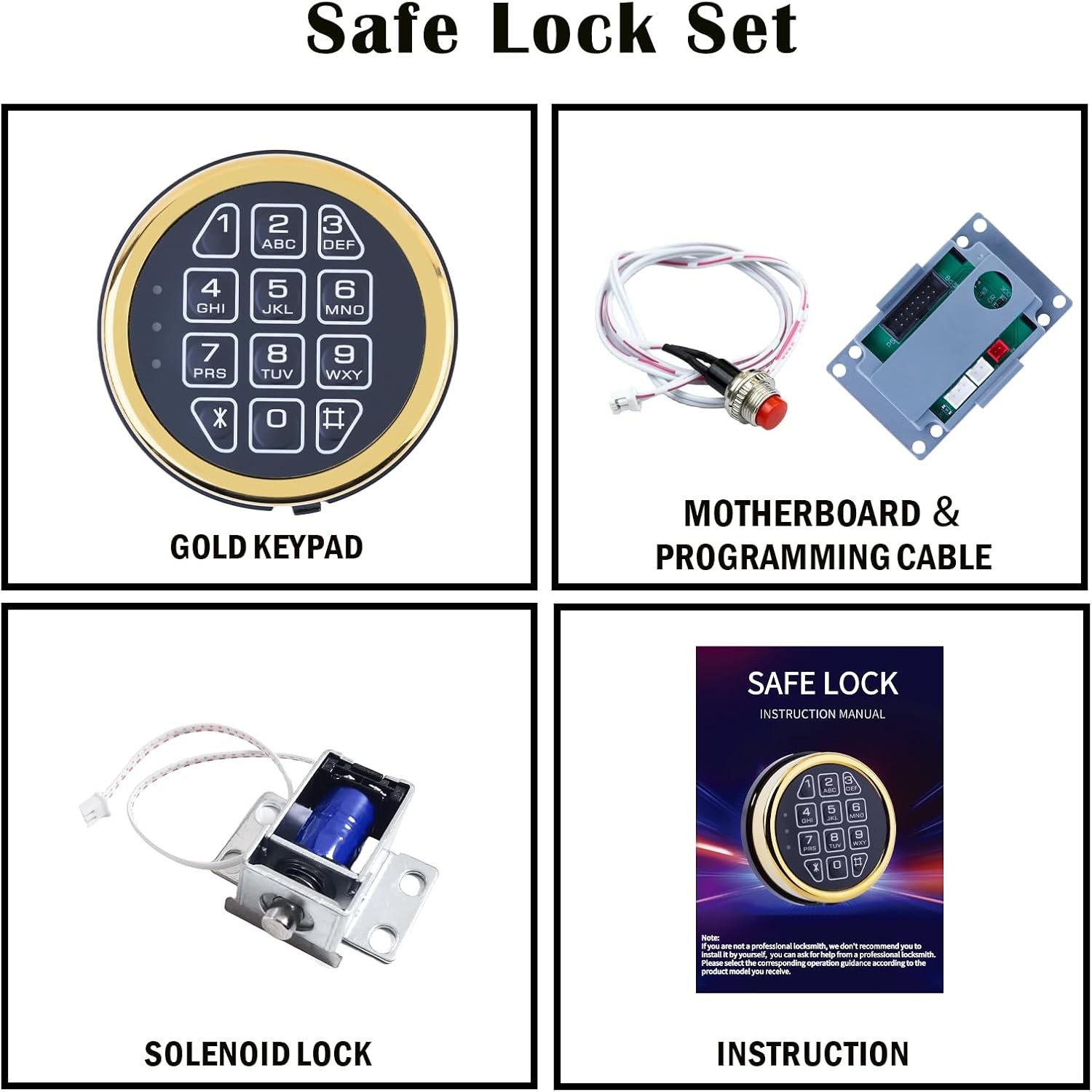 Safe Lock Replacement with Solenoid Lock Upgrade Electronic Digital Golden Lock