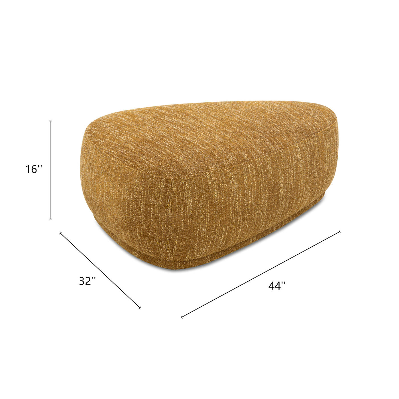 Pebble 44" Rounded Triangle Cocktail Ottoman Mustard Yellow