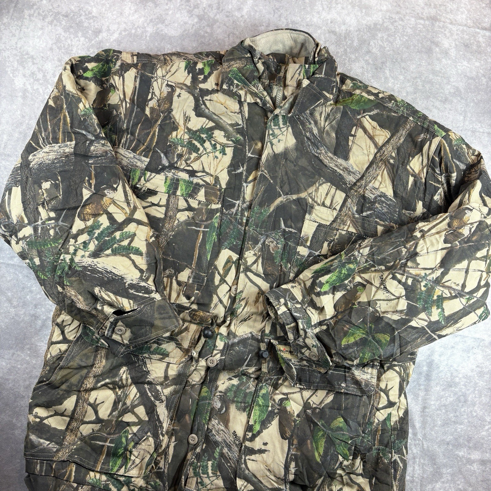Vintage Camo Hunting Jacket Mens XL Green Camouflage Quilted Lining Hunting