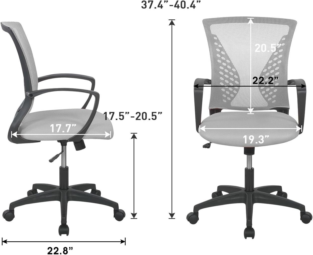 Adjustable Mid Back Mesh Chair with Armrests for Optimal Comfort at Work