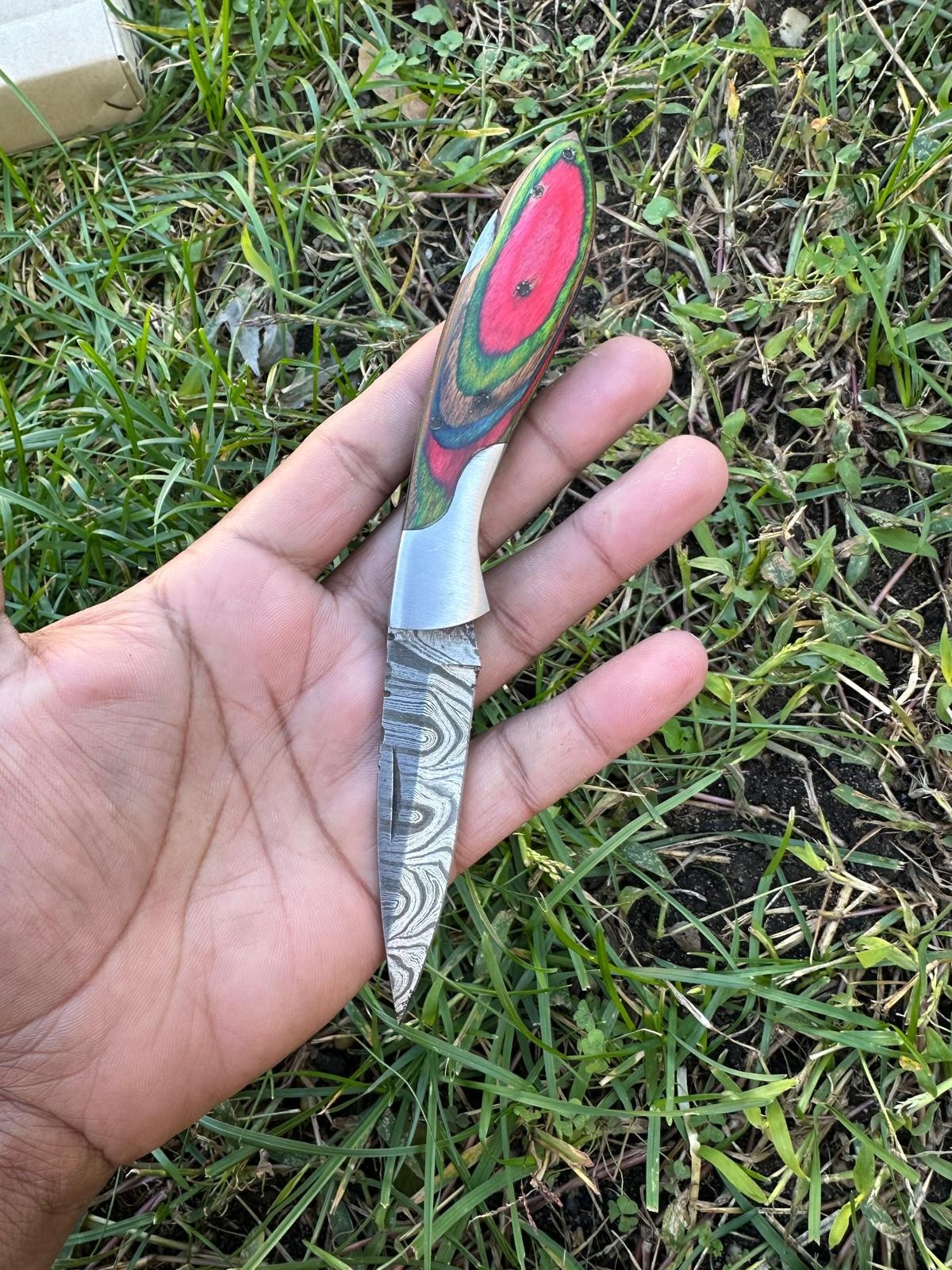 Handmade Damascus Steel Folding Blade Pocket knife Tactical Multi-Tool-Back Lock