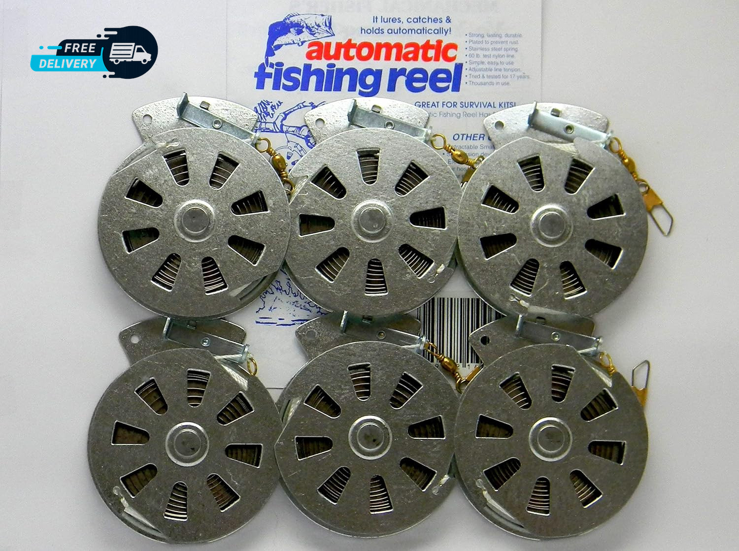 6 'S Yo Yo Fishing Reels -Package of 1/2 Dozen- Yoyo Fish Trap -(Flat Trigger Mo