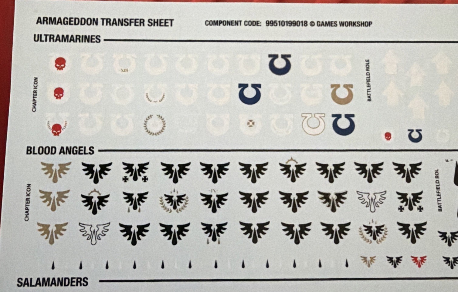 Warhammer 40k Armageddon Transfer Sheet Decals Space Marines Orks 11th 40000