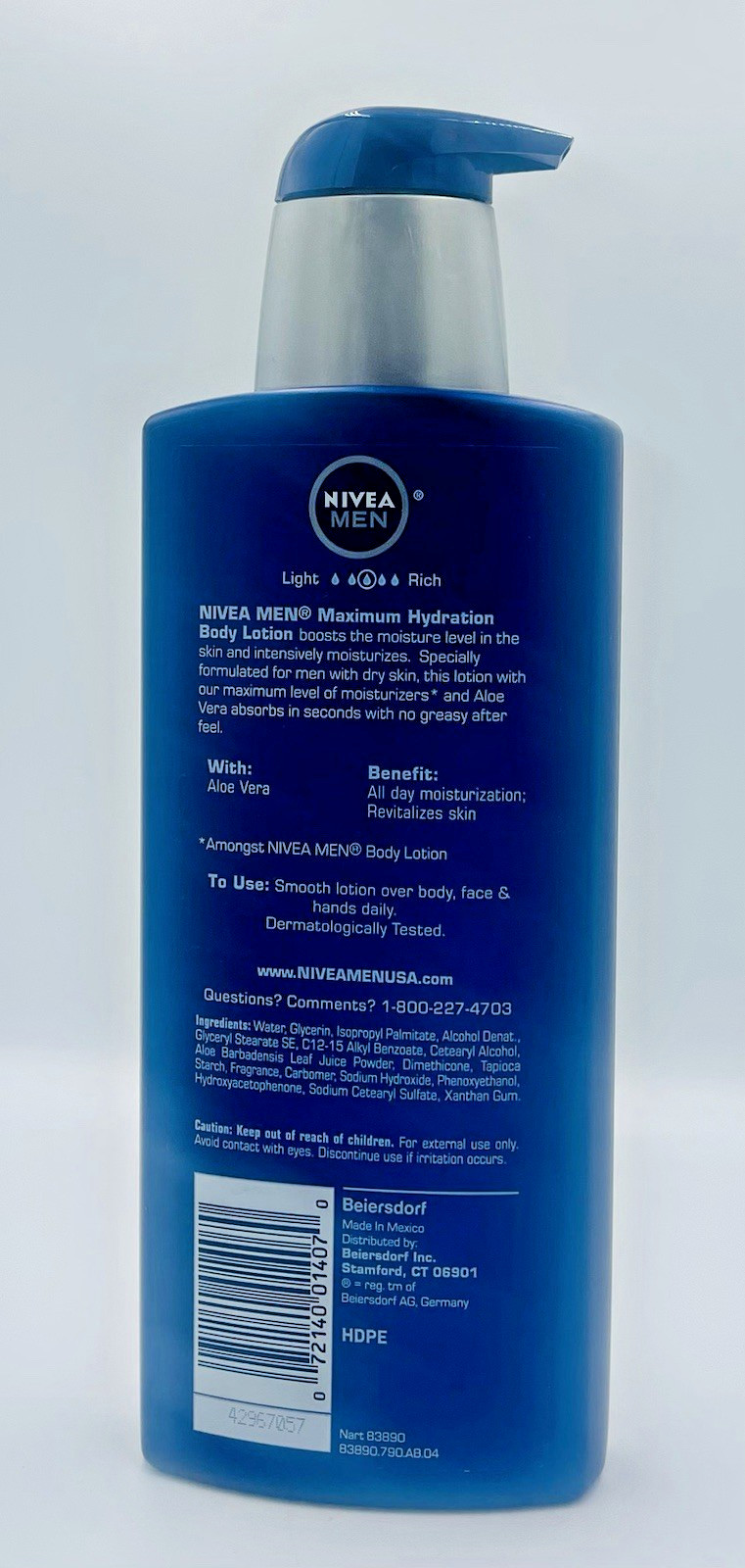 Lot of 3 NIVEA MEN Maximum Hydration Body Lotion 3-in-1 Lotion for Men, 16.9 Oz