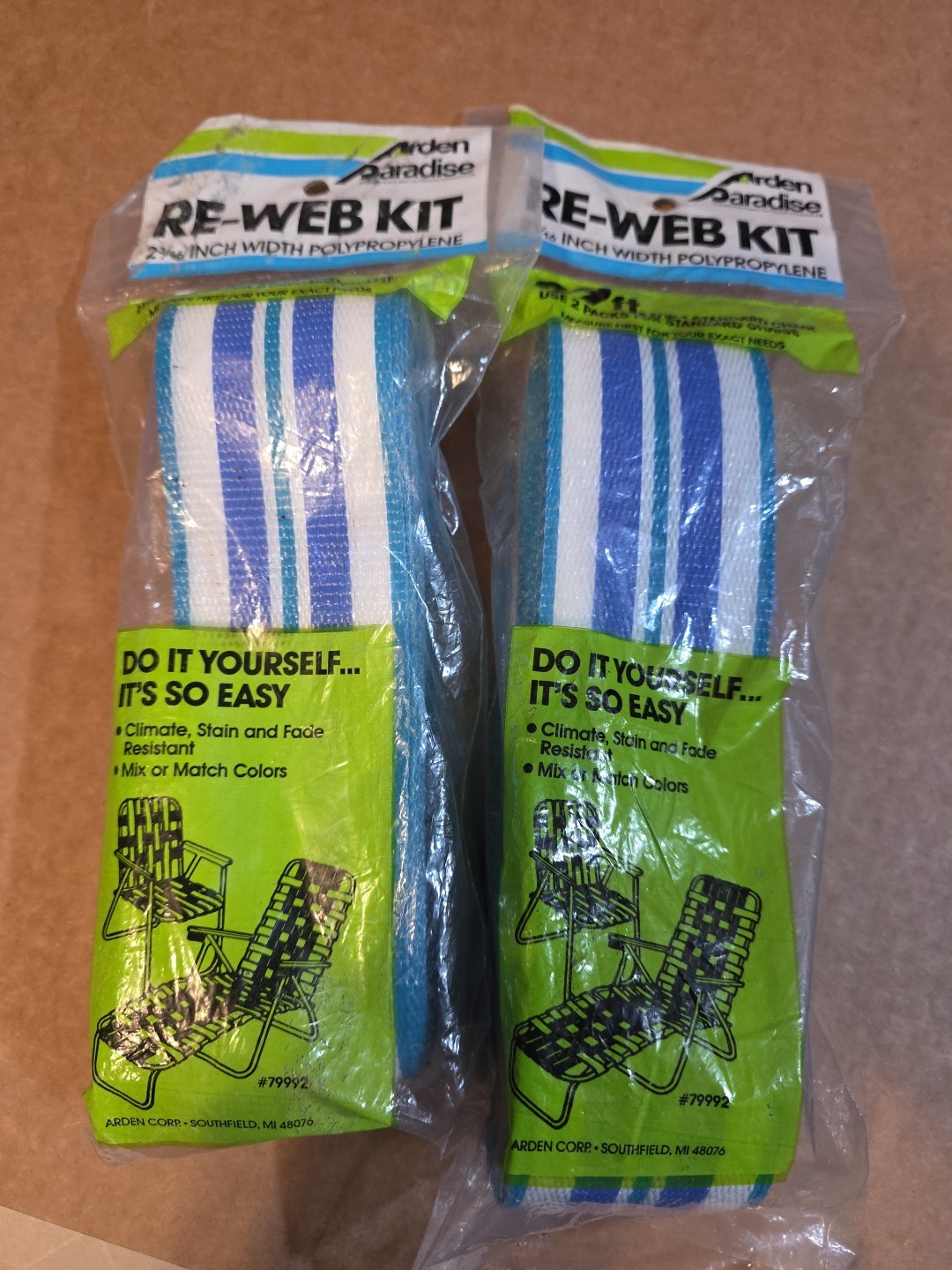 Lot Of 2 Arden Paradise Re-Web Kits Blue Teal Color 2 3/16” Wide 39 Feet Long Ea