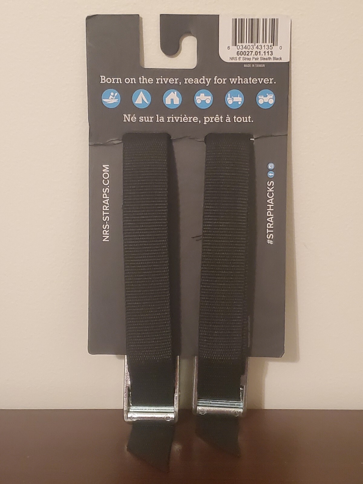NRS 1" Heavy Duty Tie Down Strap 2 Pack - 6' pair - Stealth Black