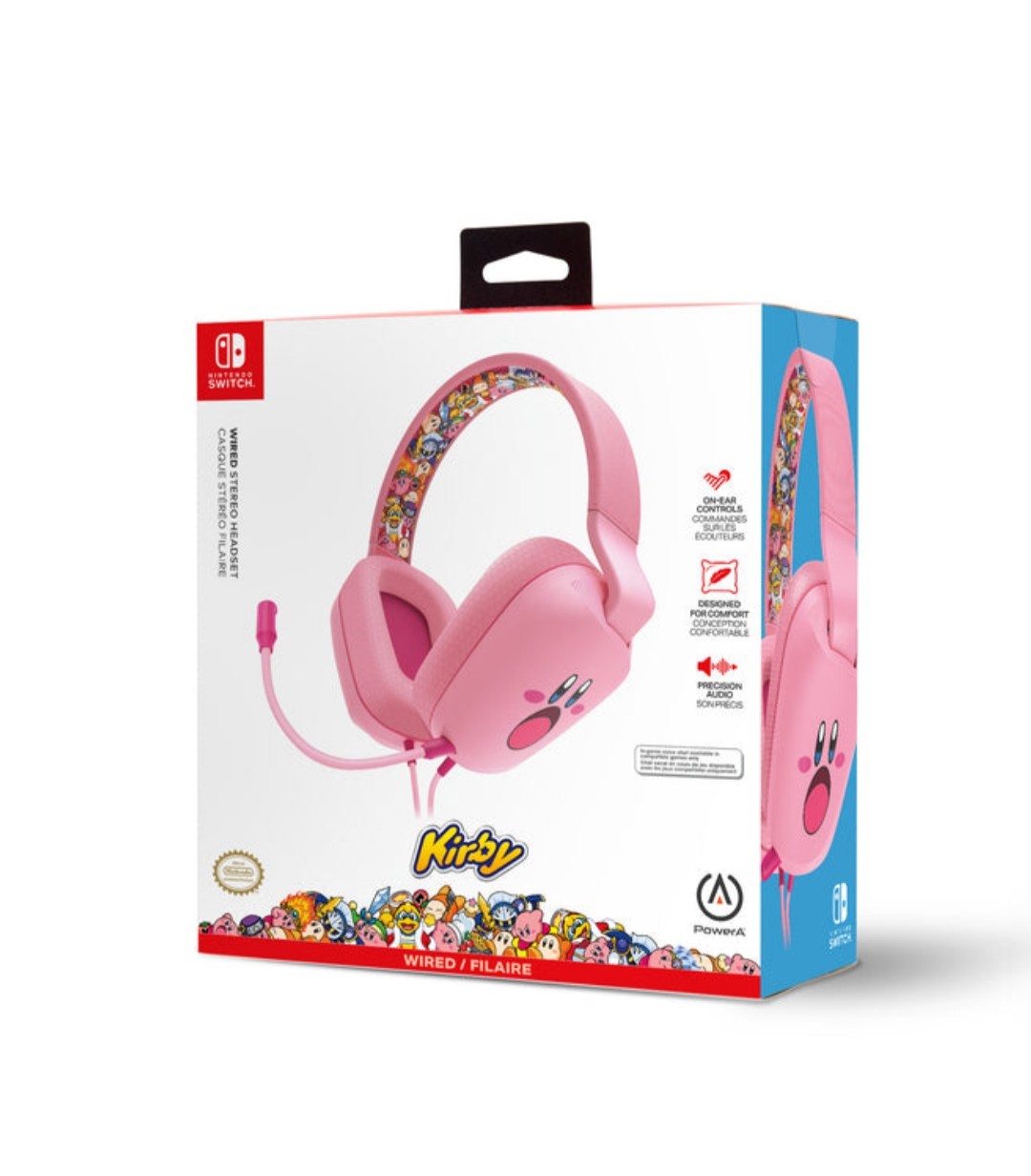 Kirby Official Licensed Nintendo Switch PowerA Wired Stereo Gaming Headset New