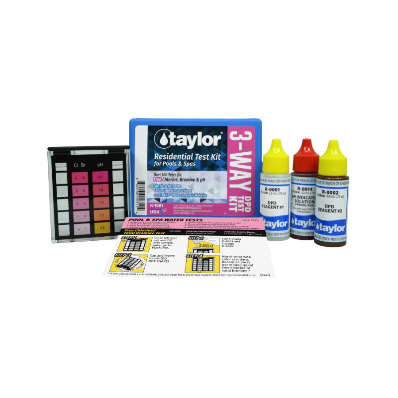 Taylor 3-Way DPD Test Kit for Free Chlorine, Bromine, pH