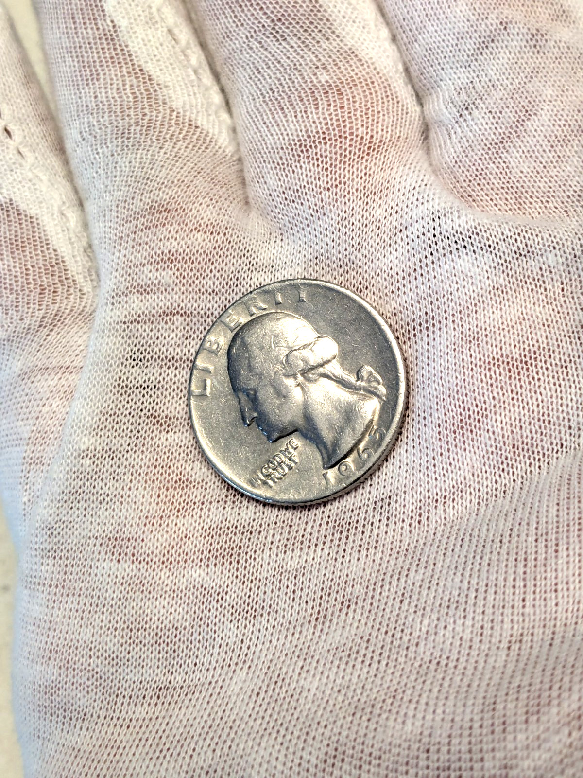 1965 LIBERTY NO MINT MARK RARE FINE INITIALS UNDERNEATH THE FOLD LIBERTY ON RIM