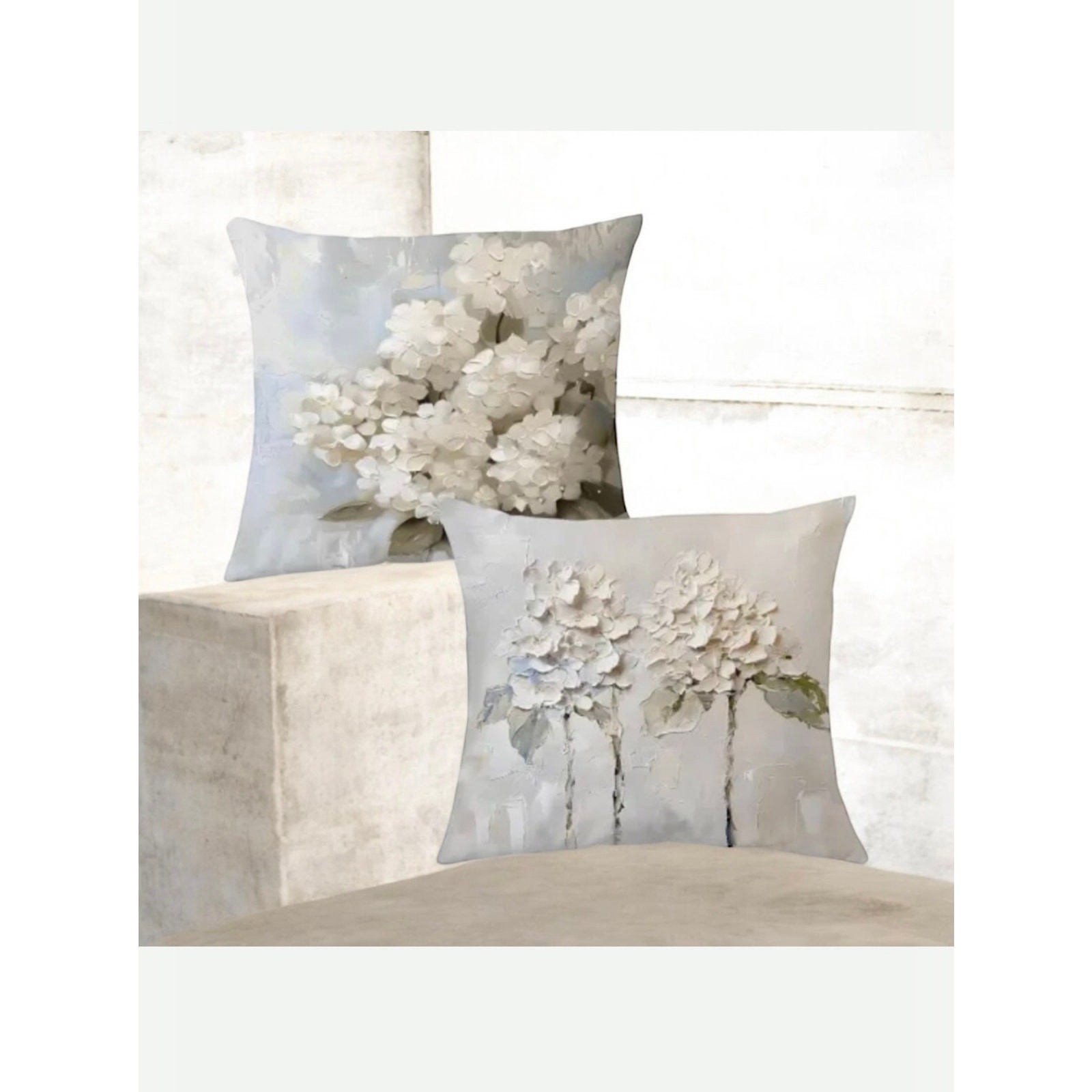 Set Of 2 Hydrangeas Square Decorating Pillowcases 2D Print