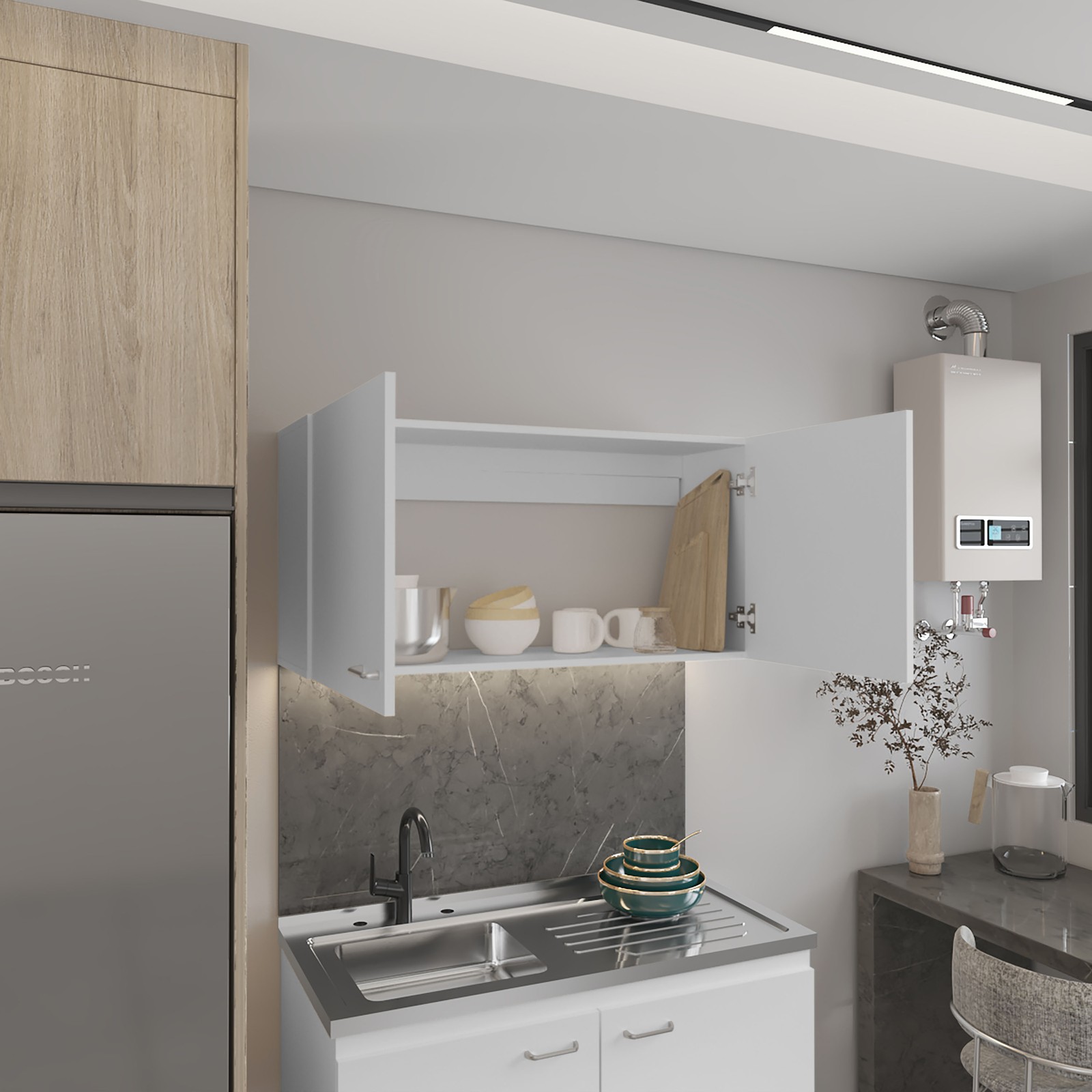 Napoles 39" W Double Door Wall Cabinet White