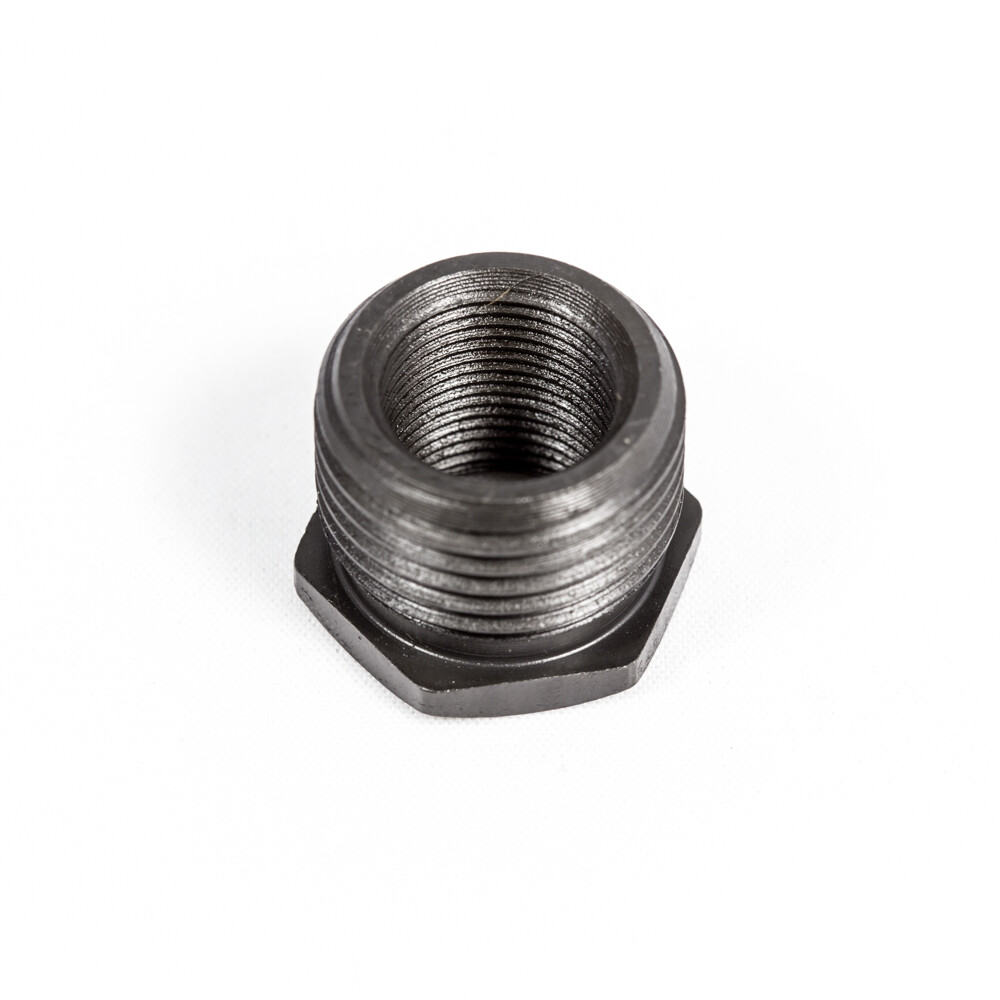 1/2x28 to 3/4-16 Oil Filter Threaded Adapter Steel Black Anodized