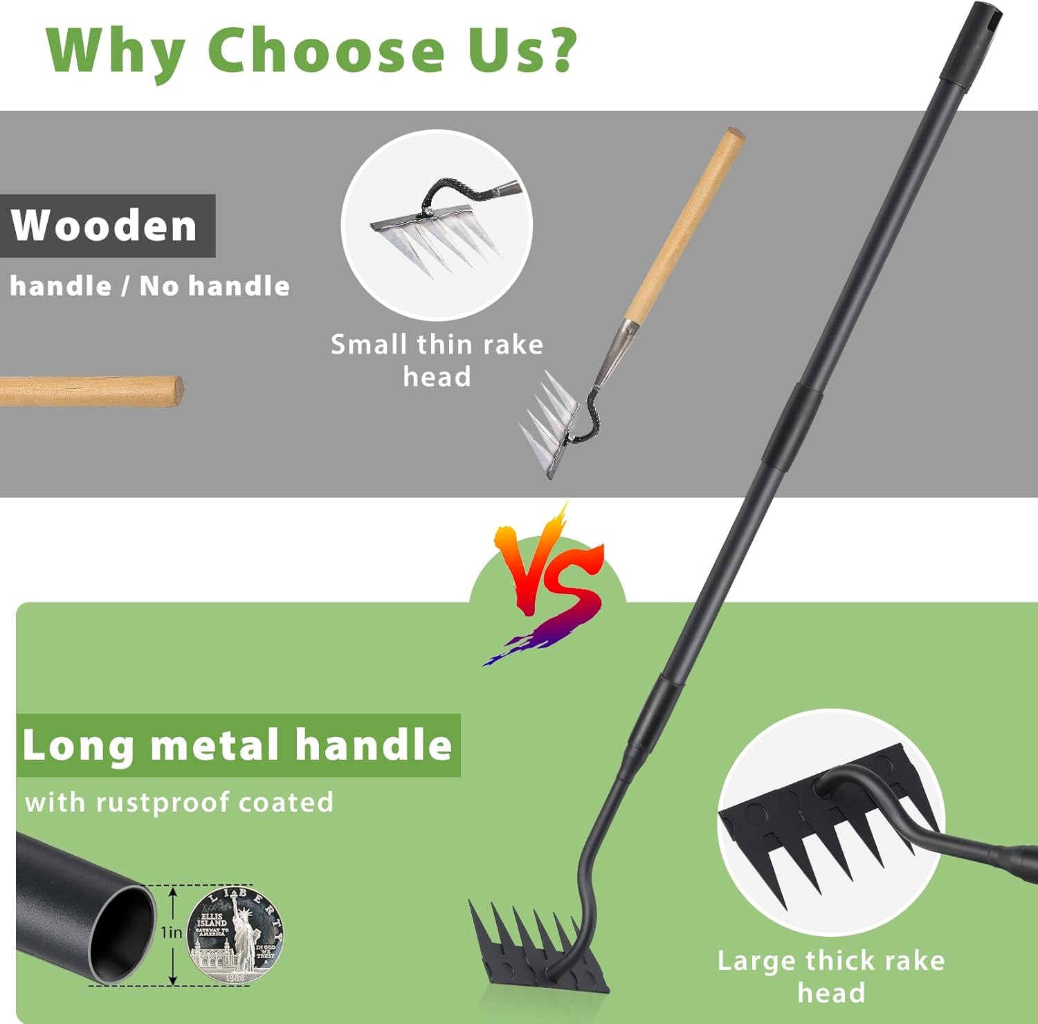 Manual Weeder Tool,6 Tines Garden Weeding Rake with Sharp Blade,55 Inch Long ...